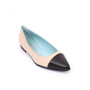 Maison Raro 5532 Beige / Black Leather Pointy Toe Flats Shoes